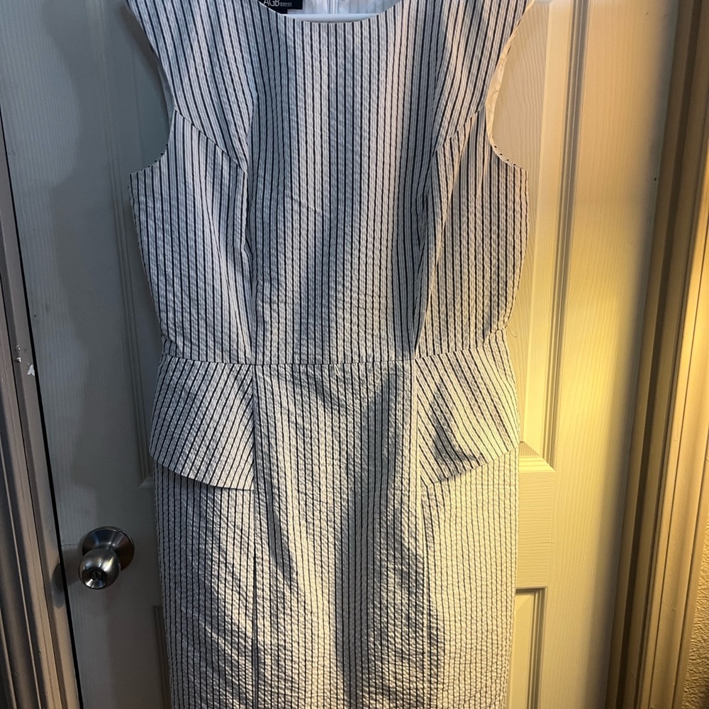 AGB Black and White Pinstripe Midi Dress